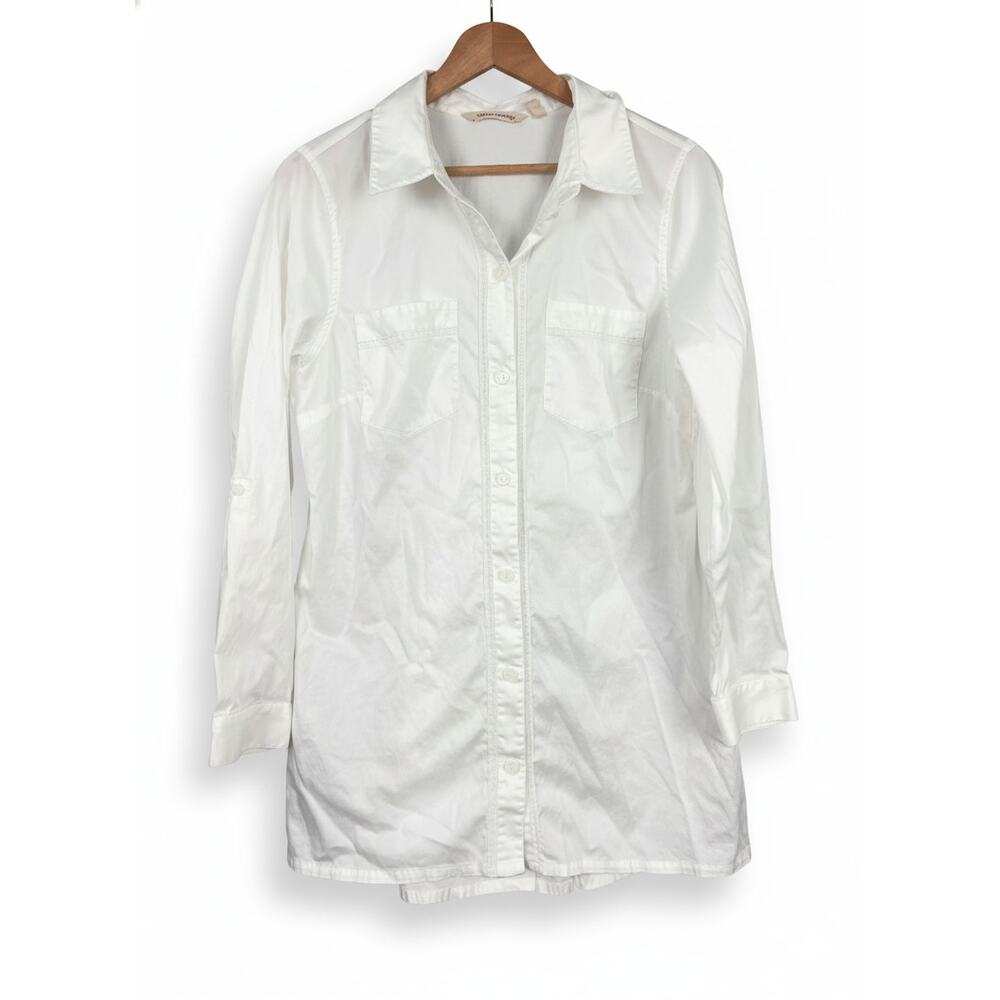 Soft Surroundings Womens S Staple Minimalist Coastal Roll Tab Sleeve Tunic Shirt